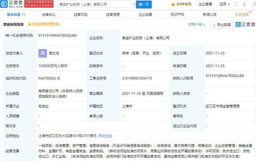 紫金礦業(yè)上海再布局 10億注冊(cè)資本投資公司瞄準(zhǔn)國(guó)內(nèi)貿(mào)易代理新賽道